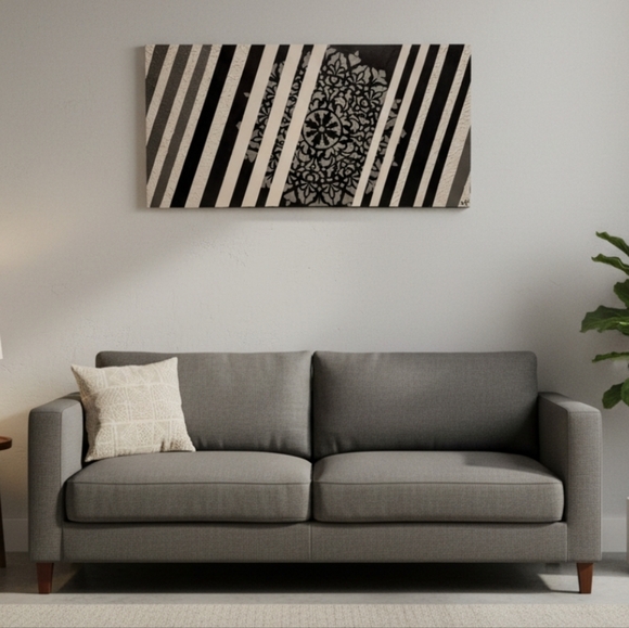 Hand Crafted Other - HANDCRAFTED Artwork HANDPAINTED Painting Abstract Mandela Art 18x36 Canvas Decor